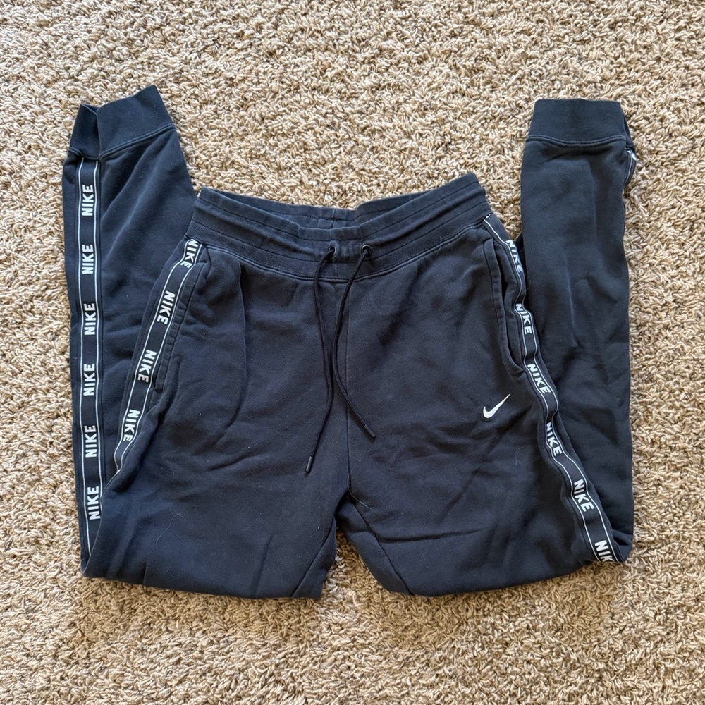 Nike Women’s Black Drawstring Sweatpants with Nike Down Legs